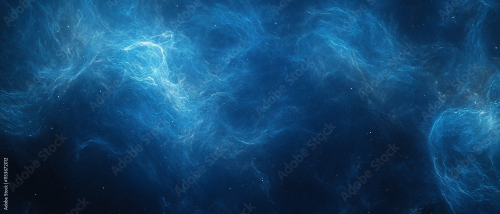 Obraz premium Abstract blue nebula, cosmic swirls, ethereal energy, galaxy.
