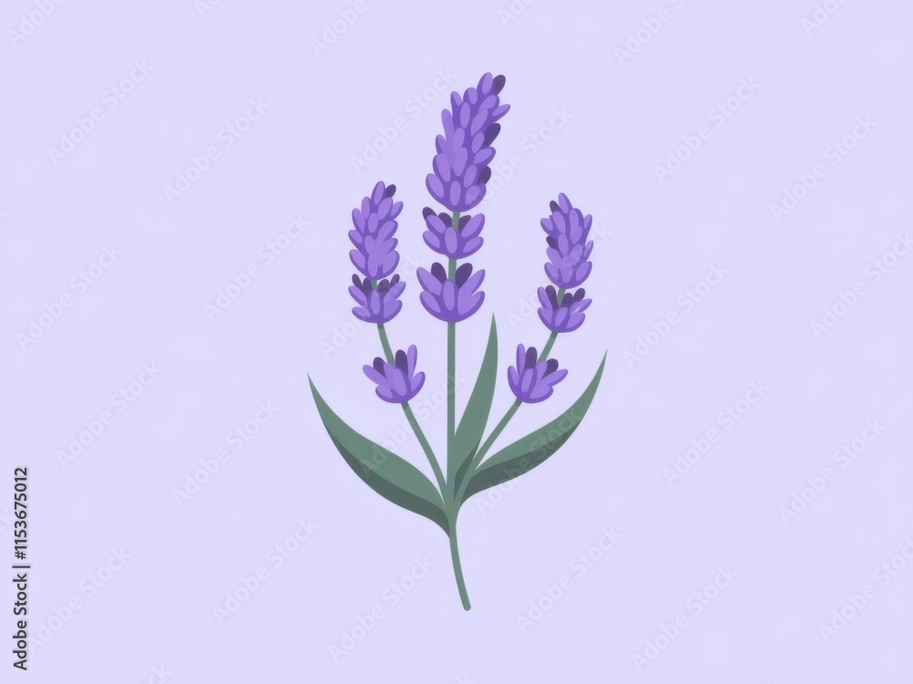 Fototapeta premium Lavender Flower Illustration on a Soft Light Blue Background