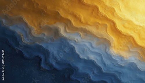 Abstract Gradient Background with Golden-Yellow and Deep Blue Wavy Patterns photo