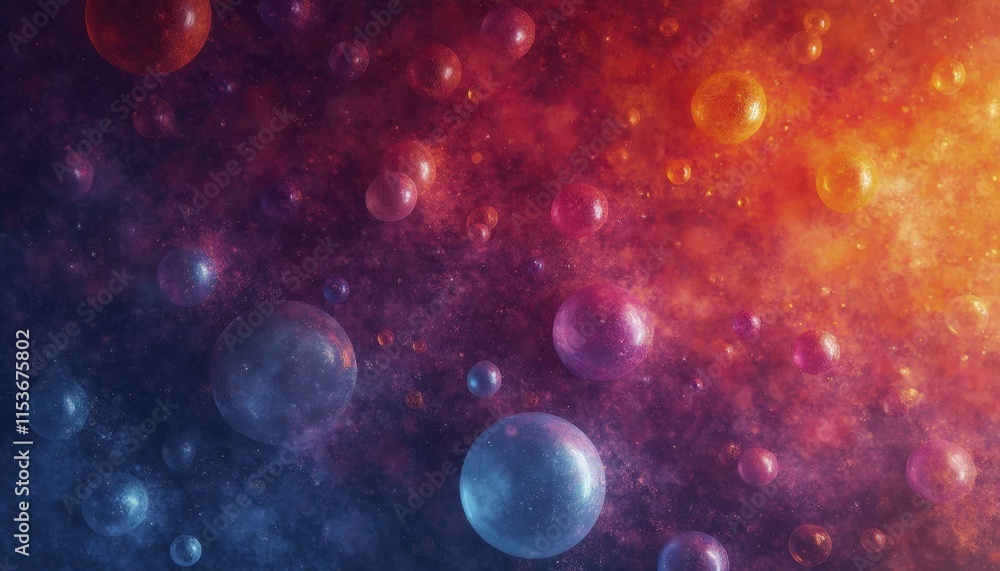 Abstract Vibrant Background with Bubbles in Red, Purple, Orange, and Blue with Glittery Texture Abstract Vibrant Background with Bubbles in Red, Purple, Orange, and Blue with Glittery Texture