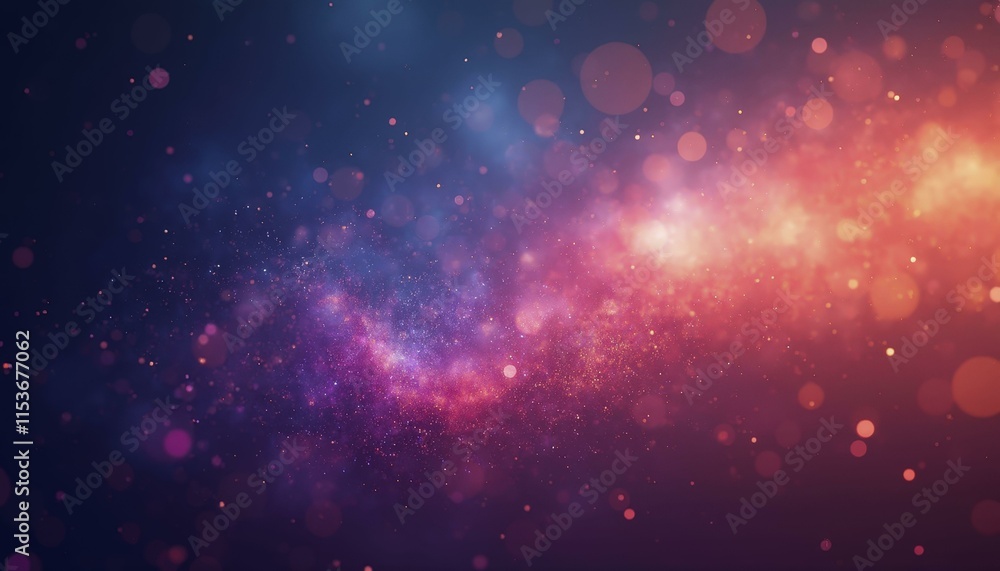 Fototapeta premium Cosmic Nebula with Glowing Particles and Swirling Patterns in Blue, Purple, Orange, and Pink