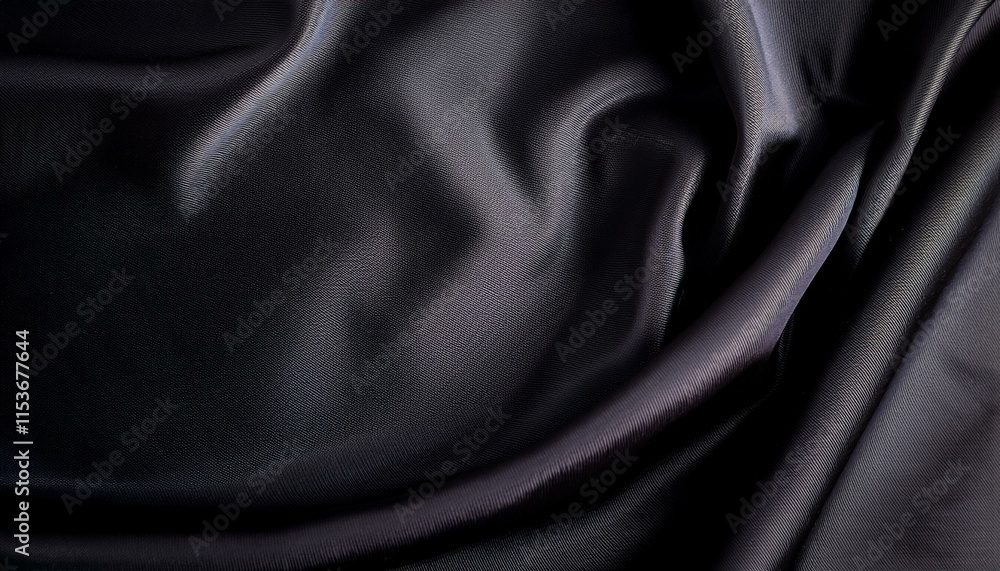 Fototapeta premium Black silk satin texture background. Generated image