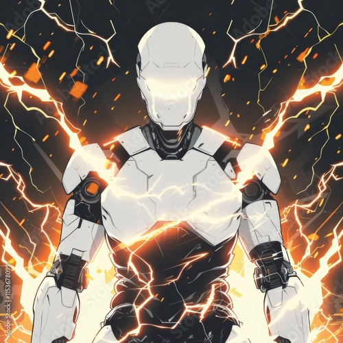 illustration of white robot comic character for graphic elementstickert shirt design ideas