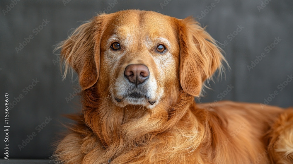 Golden retriever portrait with expressive gaze Golden retriever portrait with expressive gaze