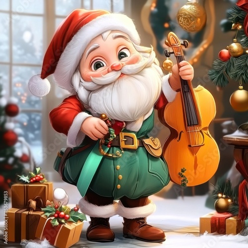 A festive Christmas illustration of a magical Christmas instrument maker photo