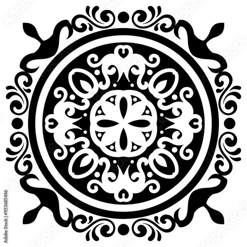 A vintage frame illustration element. Floral symmetry border. Fit for banner, background, merchandise. Vector Eps 10.