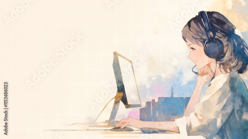 コールセンターのオペレーターの女性