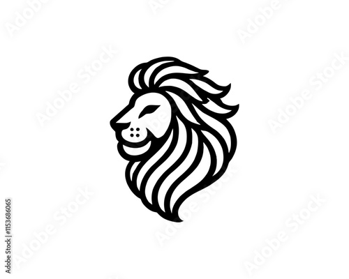 Lion head logo, lion head icon, lion face logo. Simple silhouette. Flat style. Logo design template. Vector illustration. Animal logotype concept. photo