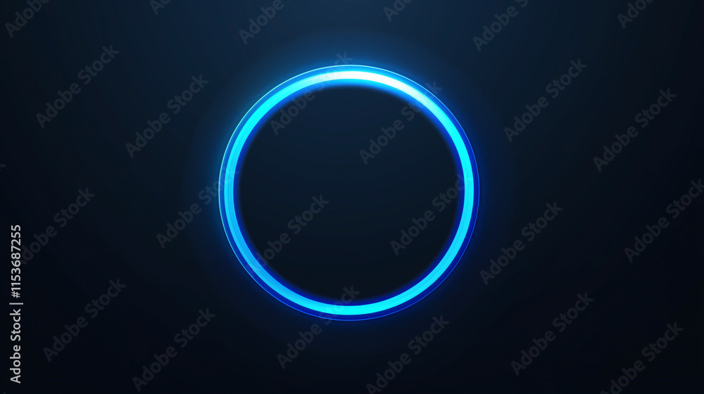 Blue glowing rings on a minimalist black background Blue glowing rings on a minimalist black background
