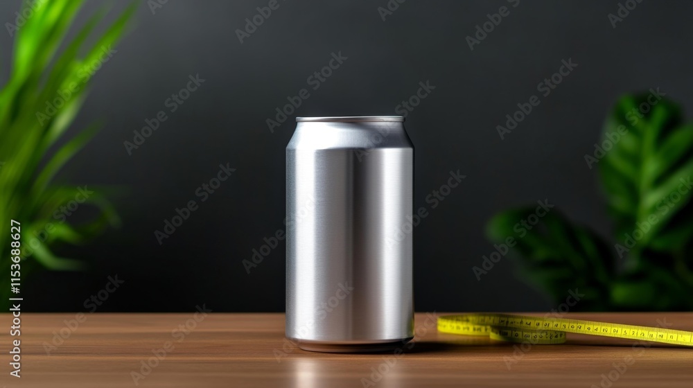 Aluminum Drink Can Mockup on a Clean Workspace. Generative AI Aluminum Drink Can Mockup on a Clean Workspace. Generative AI