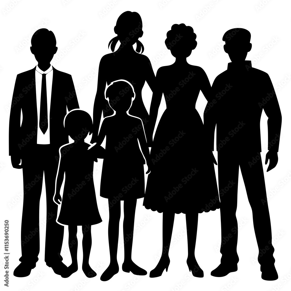 Family reunion silhouette on white background Family reunion silhouette on white background