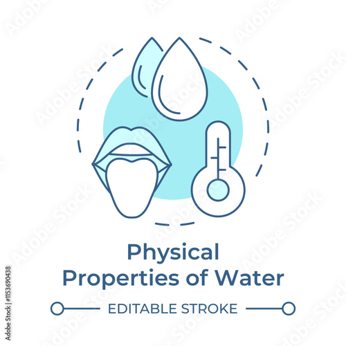 Physical properties of water soft blue concept icon. Studying liquid characteristics. Natural source. Round shape line illustration. Abstract idea. Graphic design. Easy to use in booklet