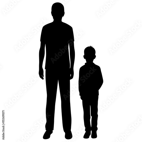 Father and son silhouette vector isolated on white background