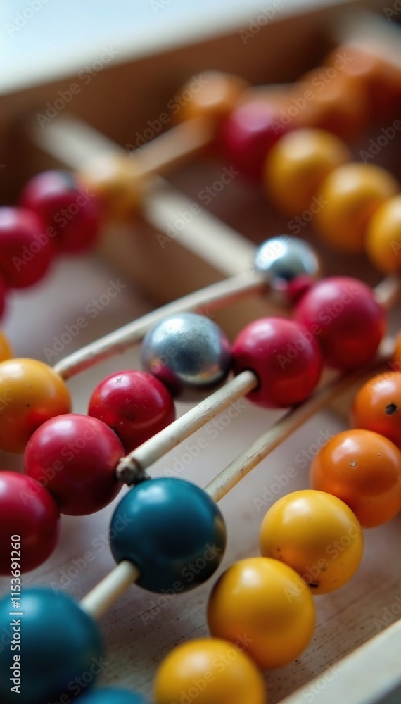 Detail of abacus rods with metal balls on the end, education, abacus, beads Detail of abacus rods with metal balls on the end, education, abacus, beads