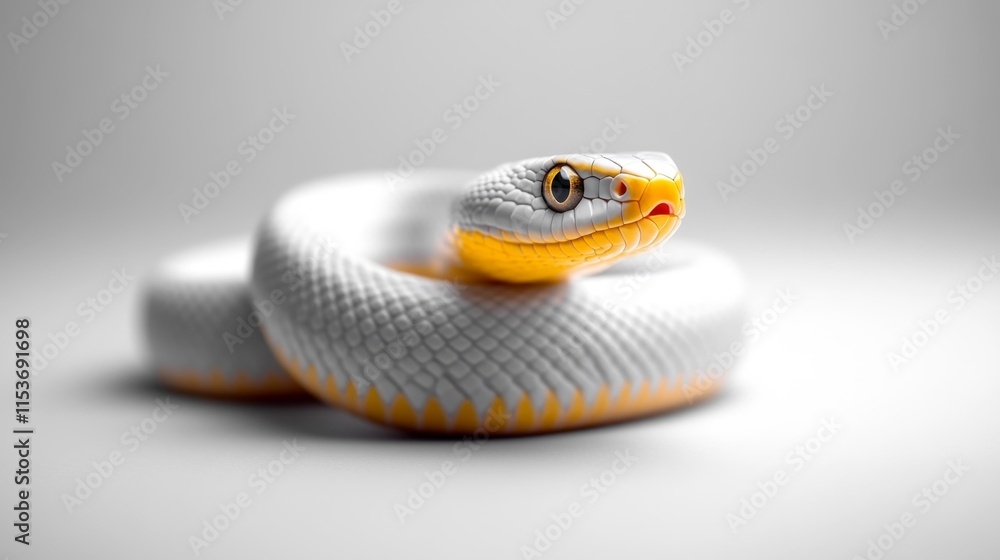Fototapeta premium White Snake with Vibrant Yellow Accents. Generative AI
