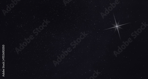 Bright star in the sky during a cloudless night at Christmastime