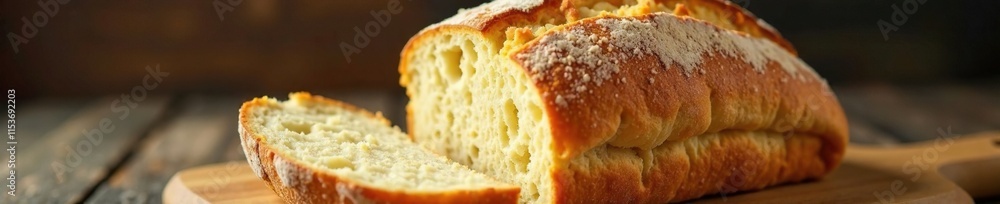 Freshly baked loaf of bread with a subtle crumb, freshly, loafbread Freshly baked loaf of bread with a subtle crumb, freshly, loafbread