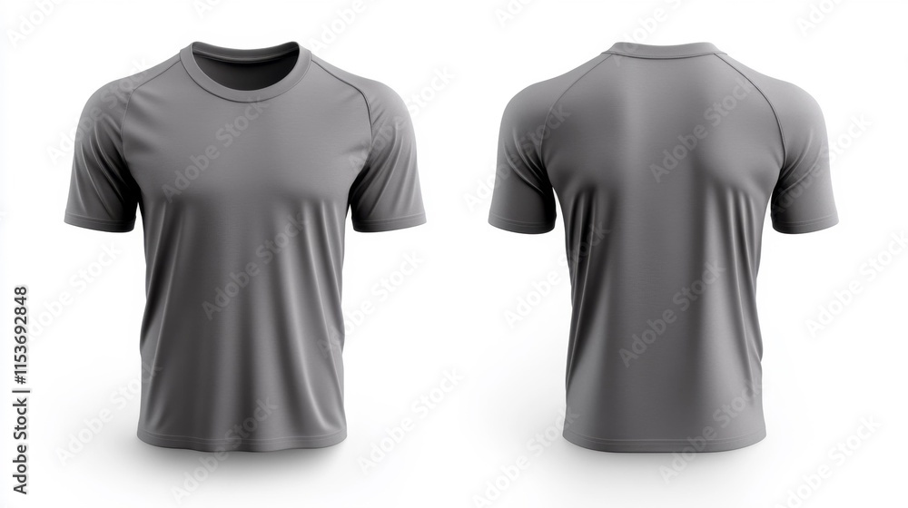 Gray T-shirt Mockup on White Background. Generative AI Gray T-shirt Mockup on White Background. Generative AI