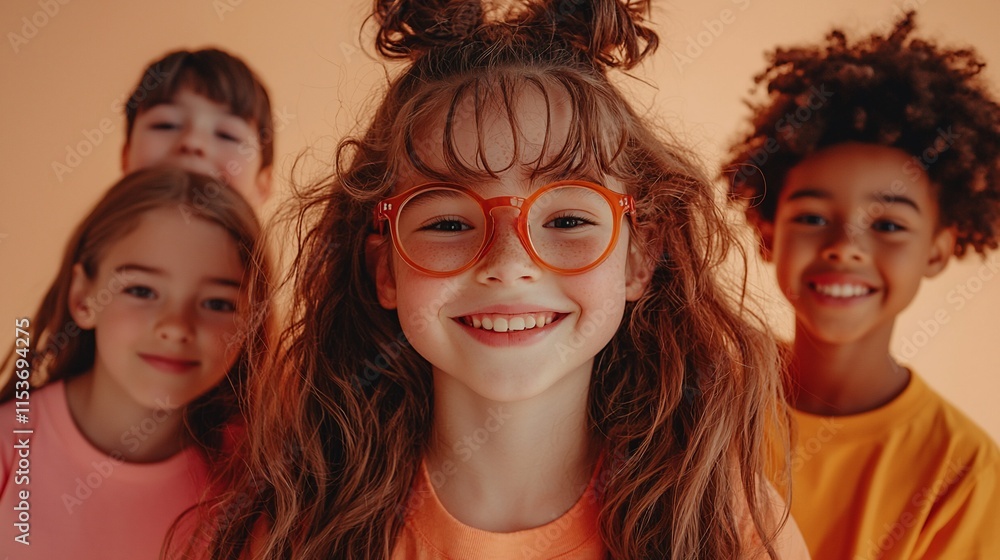 Happy diverse group of children smiling together. Happy diverse group of children smiling together.