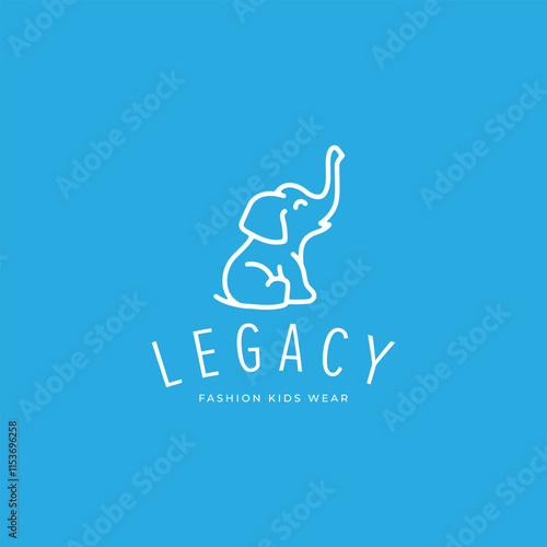 Minimalist baby elephant logo design vector template for kids wear and fashion kids brand label
