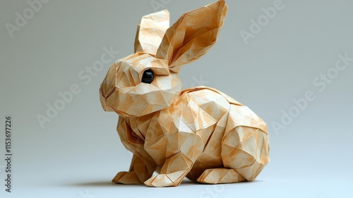 Origami Rabbit on White Background. Generative AI photo