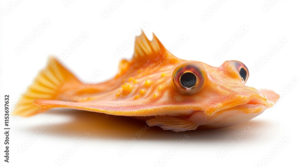 Fototapeta premium Orange Flatfish Isolated on White Background. Generative AI
