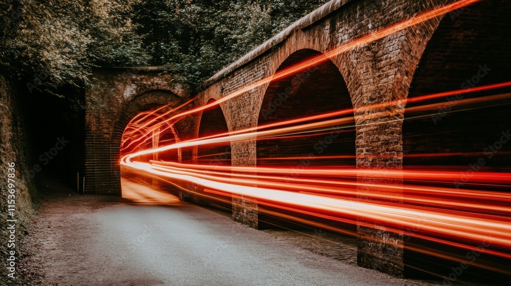 Fototapeta premium Dynamic Nighttime Overpass with Speeding Cars