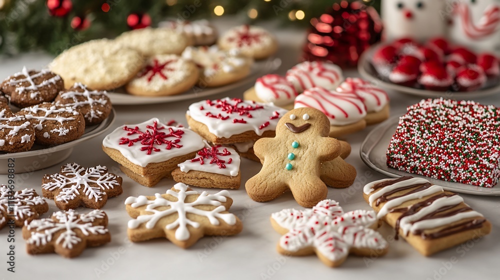 Assorted Christmas cookies on a table.