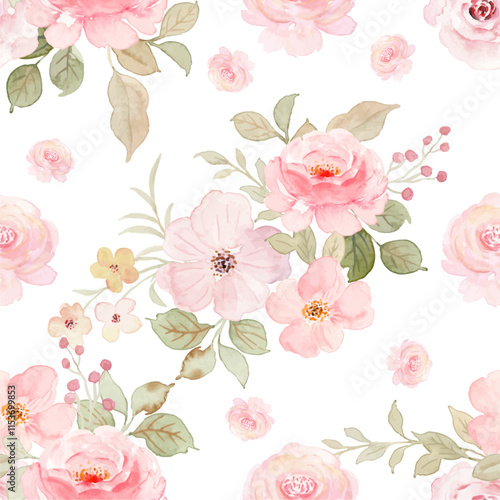 Beautiful pink watercolor pattern for background, fabric, textile, fashion, wallpaper, wedding, banner, sticker, decoration etc.