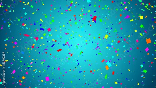 Happy holidays confetti background. Multicolored particles bursting non stop creating fascinating patterns after long explodes photo