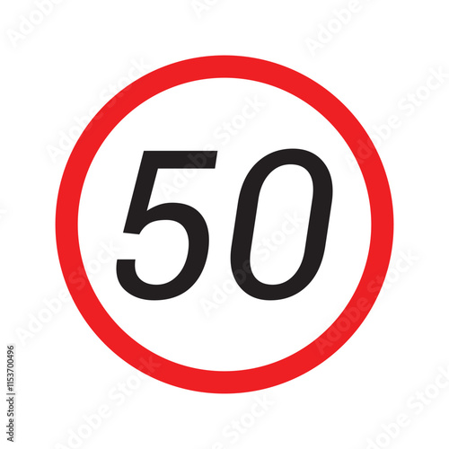 Speed limit highway sign collection. Restriction sign for car drivers not to exceed the speed over 10, 20, 30, 40, 50, 60, 70, 80, 90 and 100 kilometers per hour vector illustration in eps 10.