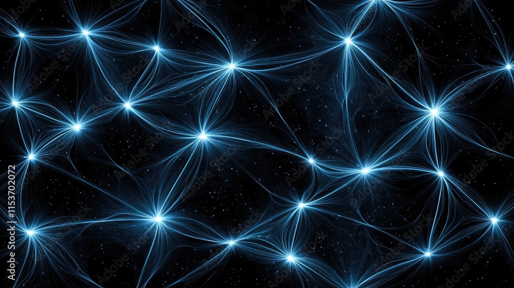 Fototapeta premium Illuminating cosmic connections stunning blue energy patterns in dark space digital art abstract visuals