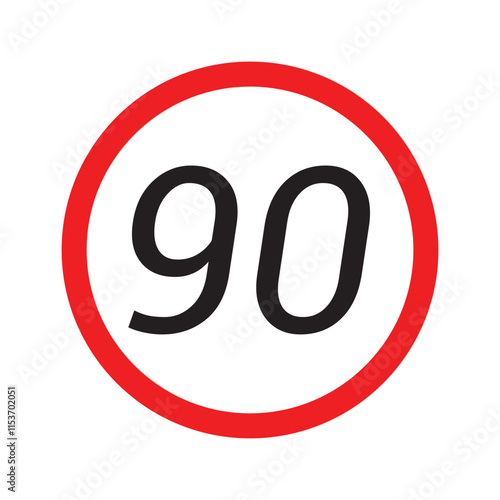 Speed limit highway sign collection. Restriction sign for car drivers not to exceed the speed over 10, 20, 30, 40, 50, 60, 70, 80, 90 and 100 kilometers per hour vector illustration in eps 10.