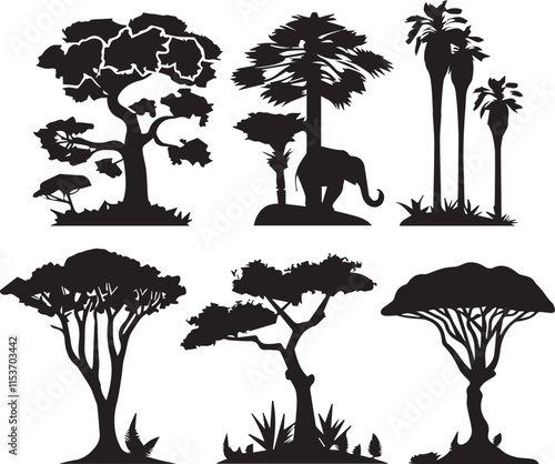 silhouettes of trees