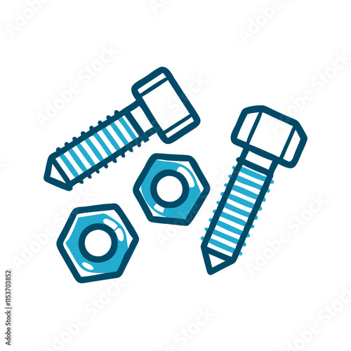 Illustration of nuts and bolts on transparent background