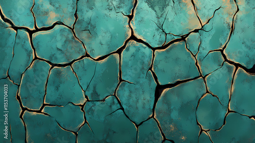 Cracked patterns of verdigris on a bronze surface. Verdigris. Illustration photo