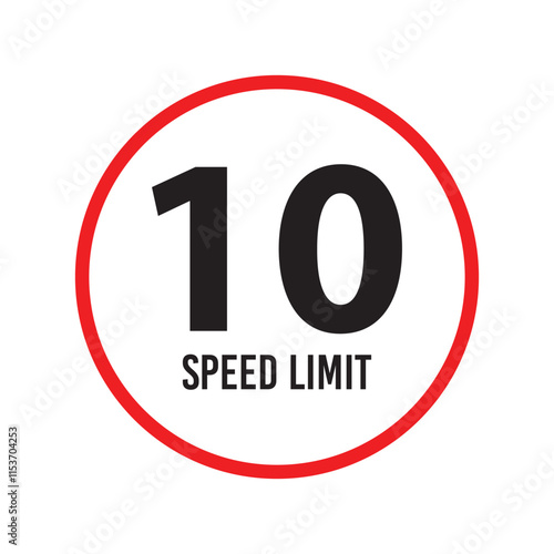 Speed limit signs and symbols depicting speed limits ranging from 5 to 100, featuring a standard design with black text on red circles. Vector illustration in eps 10.