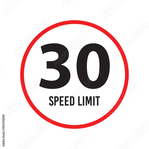 Speed limit signs and symbols depicting speed limits ranging from 5 to 100, featuring a standard design with black text on red circles. Vector illustration in eps 10.