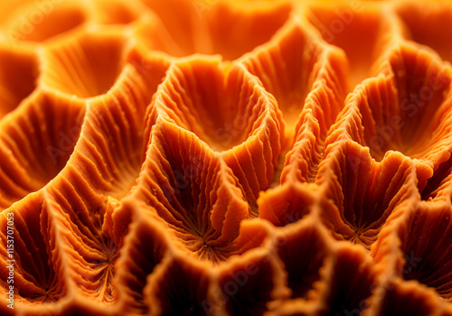 Close-up of orange coral revealing intricate patterns and textures photo