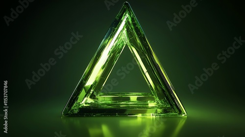 Neon green triangular lines intersecting in an abstract geometric tech design, radiating futuristic energy photo