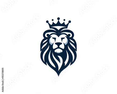 Lion head logo, lion head icon, lion face logo. Simple silhouette. Flat style. Logo design template. Vector illustration. Animal logotype concept. photo