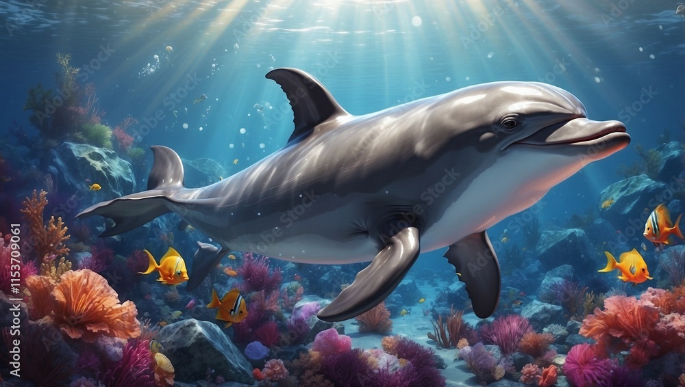 Naklejka premium Stunning Dolphin Illustration in Vibrant Colors