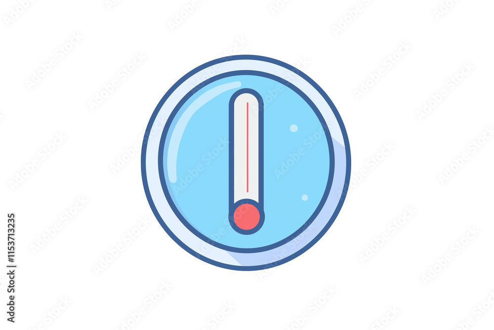A simple, flat illustration of a temperature icon A simple, flat illustration of a temperature icon