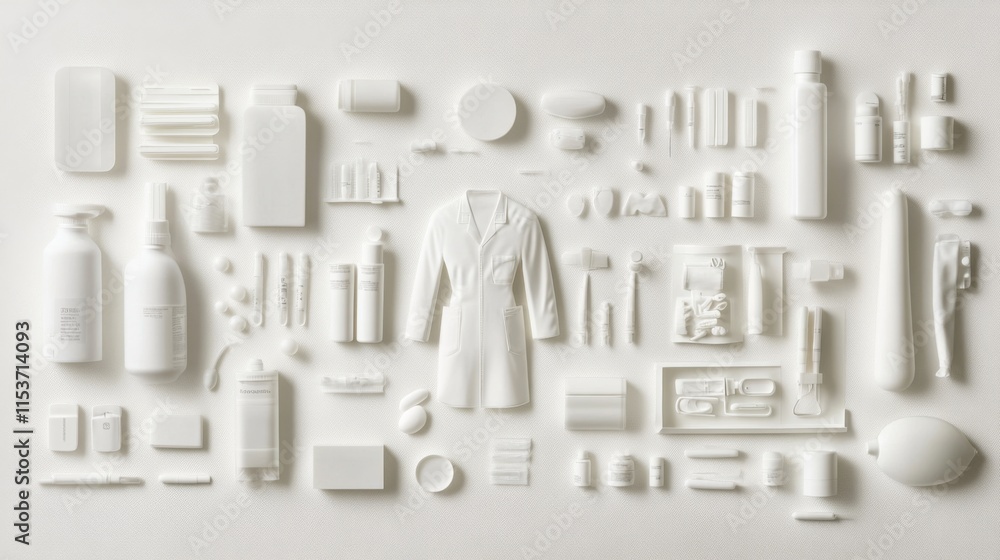 Diverse Medical Technology on White Background Diverse Medical Technology on White Background