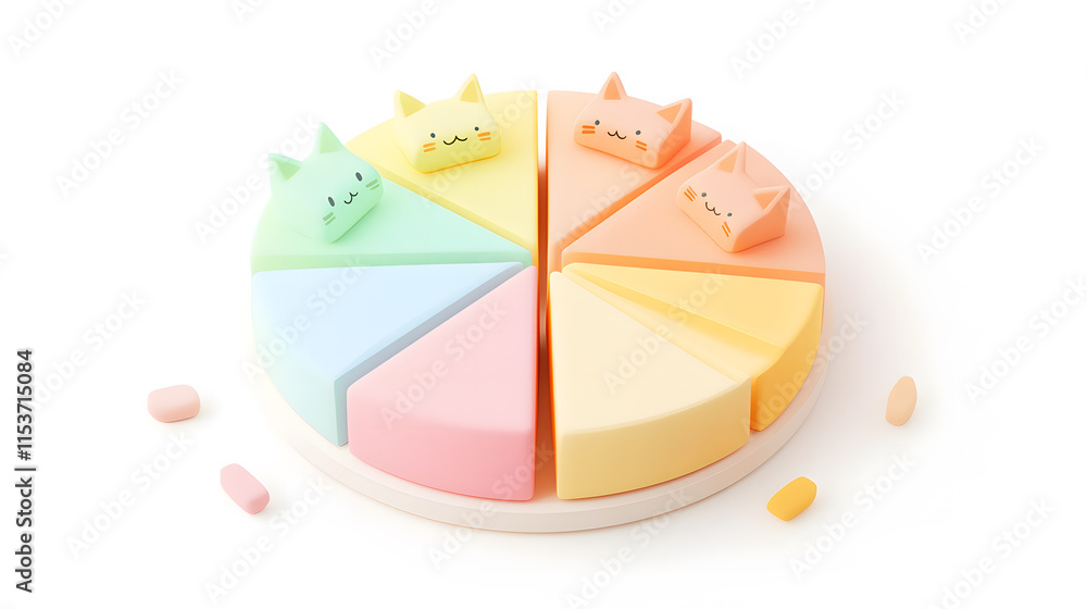 Obraz premium Colorful 3D Pie Chart on White Background for Data Visualization and Analytics