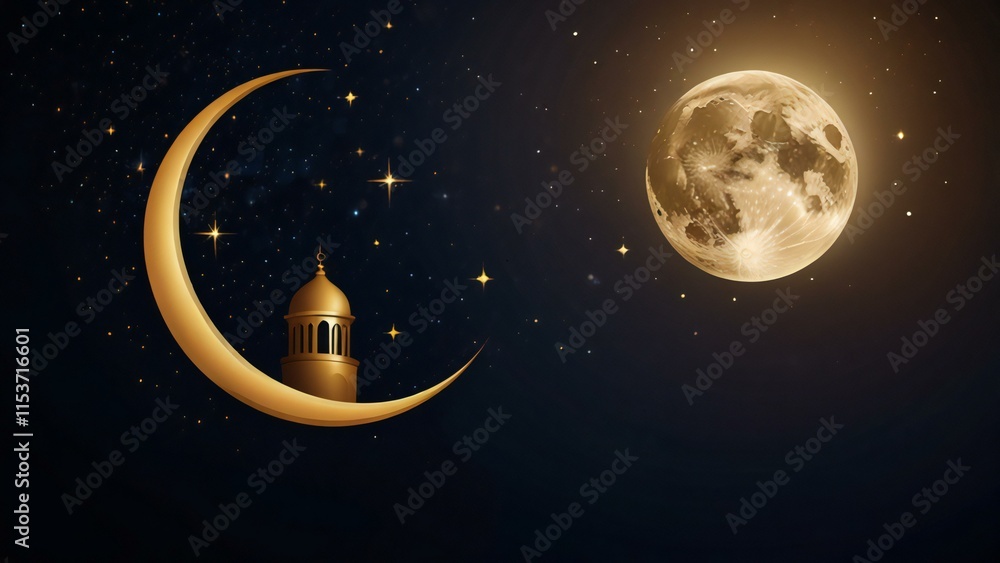 Naklejka premium moon and stars