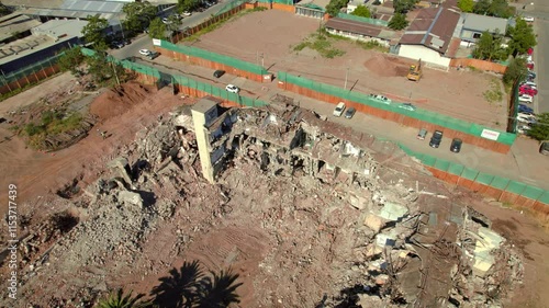 Demolition of Ex Hospital Barros Luco. Urban decay, destruction, aerial view photo