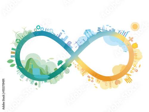ESG in community A004 with Unlimited symbol and Environmental social governance elements vector illustration graphic EPS 10