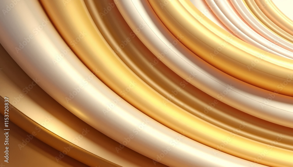 Fototapeta premium Curved gold and silver metallic layers abstract design