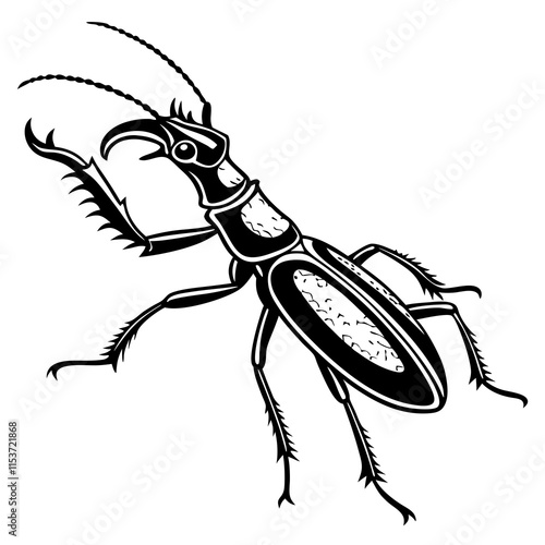 Walking Stick Insect vector silhouette black design white background